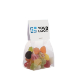 Sachet de mix de bonbons gélifiés avec en-tête personnalisé 100g couleur transparent vue principale