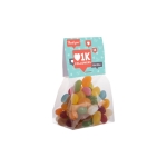 Sachet d´assortiment de Jelly Beans avec en-tête avec logo 100g couleur transparent