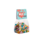 Sachet de bonbons saveur fruitée avec en-tête personnalisé 100g couleur transparent