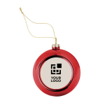 Boule de Noël pailletée avec plaque pour impression en couleur Ø6cm couleur rouge vue avec zone d'impression