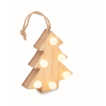 Arbre en bois suspendu avec LED pour les cadeaux de Noël d´entreprise couleur bois deuxième vue