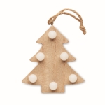 Arbre en bois suspendu avec LED pour les cadeaux de Noël d´entreprise couleur bois troisième vue
