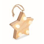 Pendentif étoile de Noël en bois personnalisé avec éclairage LED couleur bois deuxième vue