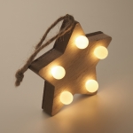 Pendentif étoile de Noël en bois personnalisé avec éclairage LED couleur bois cinquième vue photographique