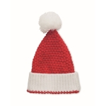 Bonnet de Noël en acrylique souple et élastique avec revers et pompon couleur rouge