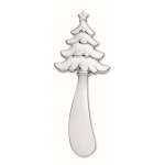 Couteau à fromage en zinc avec motif de sapin de Noël sur le manche couleur argenté mat