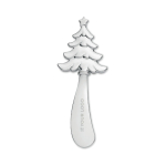 Couteau à fromage en zinc avec motif de sapin de Noël sur le manche couleur argenté mat vue avec zone d'impression