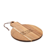 Planche de service en bois d´acacia en forme d´ornement de Noël couleur bois vue avec zone d'impression