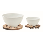 Set de 2 sets de table en bois d´acacia en forme de flocon de neige couleur bois