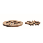 Set de 2 sets de table en bois d´acacia en forme de flocon de neige couleur bois deuxième vue