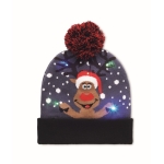 Bonnet de Noël illuminé avec 6 LED en acrylique souple et élastique couleur bleu