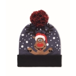 Bonnet de Noël illuminé avec 6 LED en acrylique souple et élastique couleur bleu deuxième vue