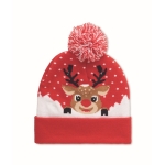 Bonnet de Noël illuminé avec 6 LED en acrylique souple et élastique couleur rouge deuxième vue