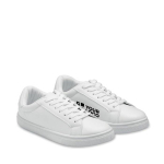 Chaussures en cuir synthétique et semelle en caoutchouc taille 44 couleur blanc vue avec zone d'impression