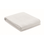 Couverture légère en coton gaufré avec logo et boîte cadeau 300 g/m2 couleur blanc