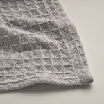 Couverture légère en coton gaufré avec logo et boîte cadeau 300 g/m2 couleur gris quatrième vue photographique