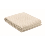 Couverture légère en coton gaufré avec logo et boîte cadeau 300 g/m2 couleur beige