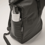 Sac à dos pour ordinateur en polyester RPET fermeture roll top de 15´´ couleur noir quatrième vue photographique