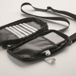 Sac à bandoulière pour smartphone en polyester RPET avec sangle couleur noir quatrième vue photographique