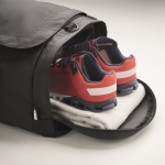 Grand sac de sport ou de voyage avec plusieurs compartiments et sangle couleur noir cinquième vue photographique