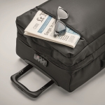 Valise publicitaire RPET 600D avec base rigide et double compartiment couleur noir vue photographique