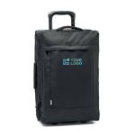 Valise publicitaire RPET 600D avec base rigide et double compartiment couleur noir vue avec zone d'impression