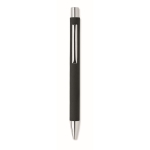 Stylo en papier recyclé avec bouton et clip métallique encre bleue couleur noir troisième vue