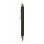 Stylo en papier recyclé avec bouton et clip métallique encre bleue couleur noir quatrième vue