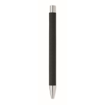 Stylo en papier recyclé avec bouton et clip métallique encre bleue couleur noir cinquième vue