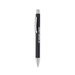 Stylo en papier recyclé avec bouton et clip métallique encre bleue couleur noir vue avec zone d'impression