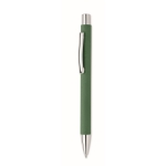Stylo en papier recyclé avec bouton et clip métallique encre bleue couleur vert