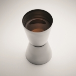 Verre doseur personnalisé en acier inoxydable de 25 ml et 40 ml couleur argenté mat troisième vue photographique