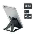 Multi-outils en acier avec 6 fonctions et support pour téléphone couleur noir vue avec zone d'impression