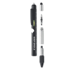 Stylos à bille personnalisés en acier mini outils avec Encre Bleue couleur noir vue avec zone d'impression