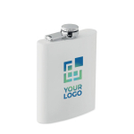 Flasque en acier inoxydable recyclé, impression quadrichromie 190ml couleur blanc vue avec zone d'impression