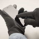 Gants de sport tactiles en polyester pour l´utilisation du smartphone couleur noir quatrième vue photographique