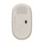 Souris sans fil en ABS recyclé avec couvercle en bambou naturel couleur blanc troisième vue