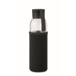 Gourde en verre recyclé avec manchon et bouchon antifuite 500ml couleur noir