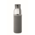 Gourde en verre recyclé avec manchon et bouchon antifuite 500ml couleur gris foncé