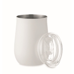Verre publicitaire en acier recyclé avec couvercle coulissant 500ml couleur blanc