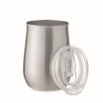 Verre publicitaire en acier recyclé avec couvercle coulissant 500ml couleur argenté mat