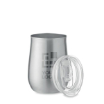 Verre publicitaire en acier recyclé avec couvercle coulissant 500ml couleur argenté mat vue avec zone d'impression