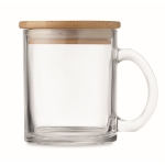 Tasses personnalisées en verre recyclé avec couvercle en bambou 300ml couleur transparent sixième vue