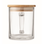 Tasses personnalisées en verre recyclé avec couvercle en bambou 300ml couleur transparent septième vue