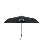 Parapluie pliant personnalisé avec logo en polycoton 190T Ø99 couleur noir vue avec zone d'impression