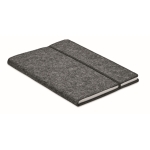 Carnet d´entreprise en feutre RPET, papier recyclé A5 feuilles lignées couleur gris foncé