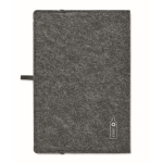 Carnet d´entreprise en feutre RPET, papier recyclé A5 feuilles lignées couleur gris foncé troisième vue