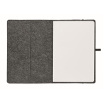 Carnet d´entreprise en feutre RPET, papier recyclé A5 feuilles lignées couleur gris foncé quatrième vue