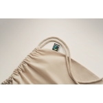 Sac cordon publicitaire en coton 180 g/m2 9 kg Thin FairTrade couleur beige cinquième vue photographique
