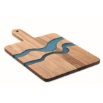 Planche de service en bois d´acacia avec détails en résine époxy bleue couleur bois